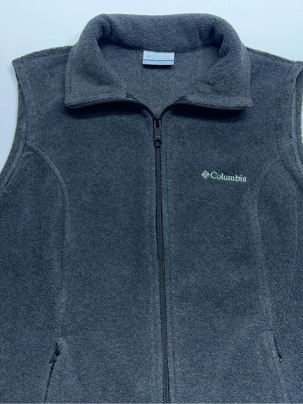 Columbia Fleece Vest Mens Size Medium Dark Grey Sherpa Sweater Hiking